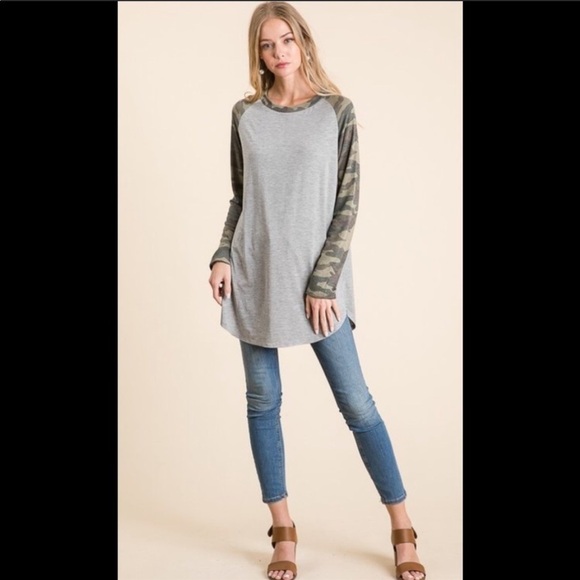 Gray Camo Long Sleeve T Shirt - Picture 2 of 5